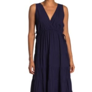 MAX STUDIO Rayon Sleeveless V-Neck Tiered Midi Dress
